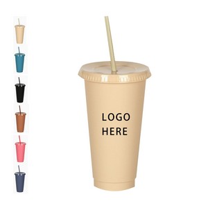 24 oz branded straw tumbler